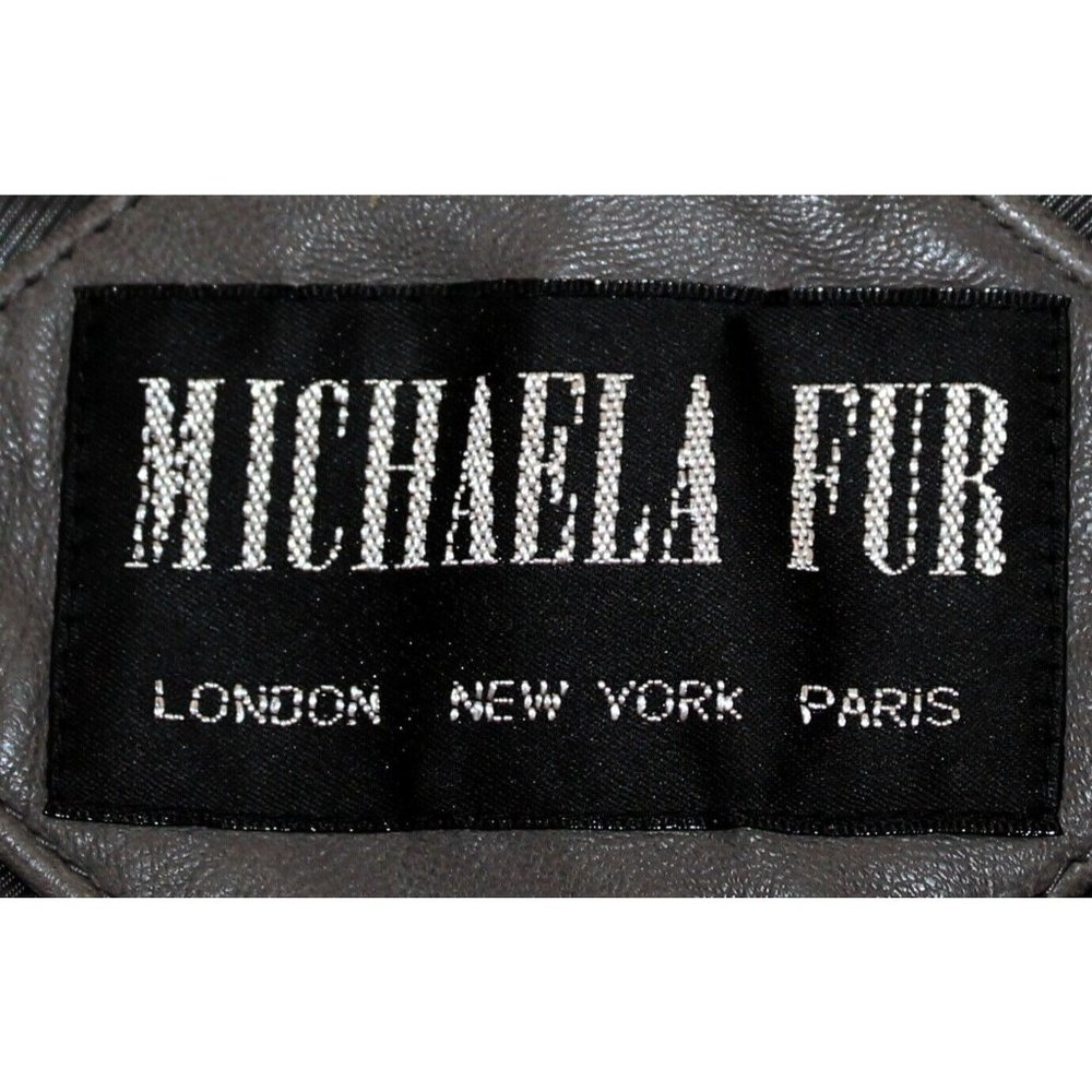 Classy Women's Gray Leather Military Style Jacket by Michaela Fur - Picture 11 of 11